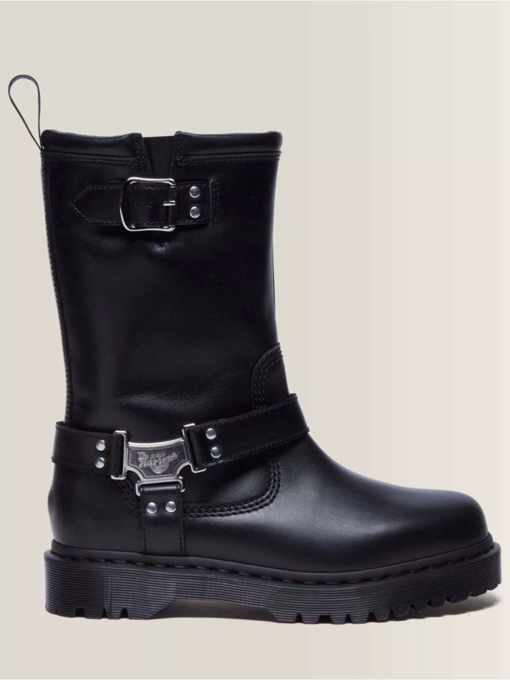 NWOB Dr. Martens Anistone Hi Leather Harness Biker Boots Women’s 9 Men’s 8 - Picture 3 of 12